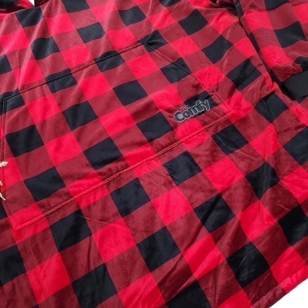 The Comfy Red Black Plaid Wearable Oversized Fleece Blankets - Picture 8 of 14